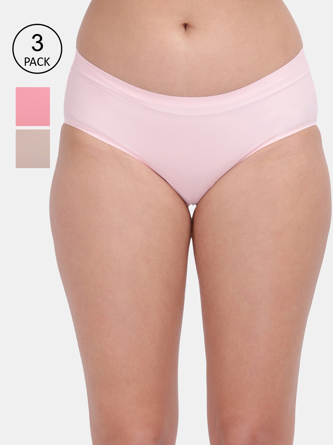 

Amour Secret Women Pack of 3 Mid Rise Anti Bacterial Hipster Briefs P666_Bpnk_Pch_Skn, Pink