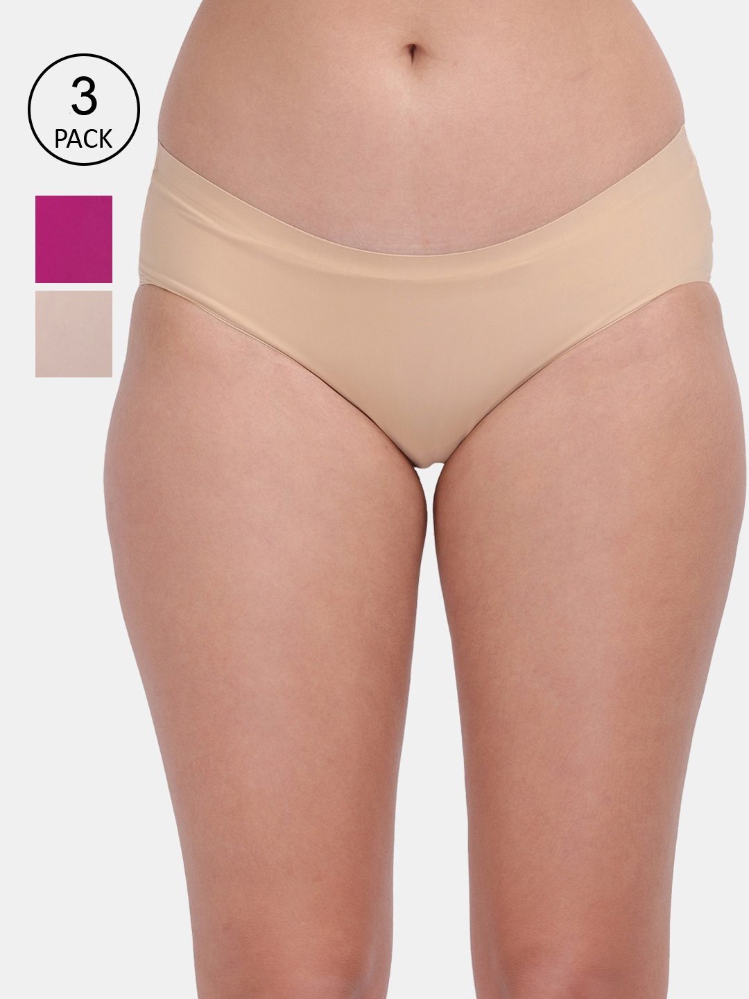 

Amour Secret Women Pack of 3 Assorted Anti Bacterial Hipster Briefs P666_Nud_Prl_Skn