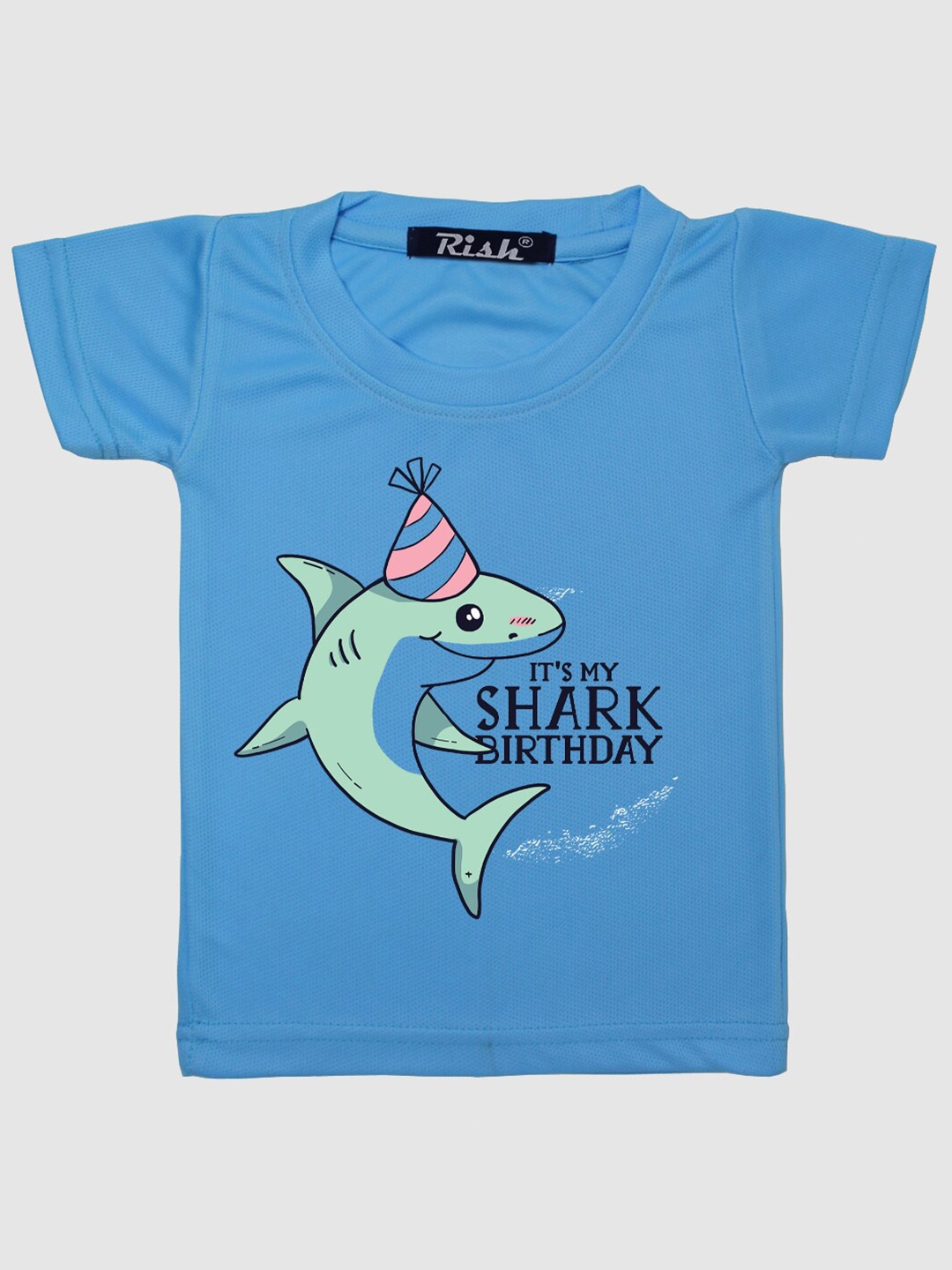 

RISH Kids Blue Shark Birthday Printed T-shirt