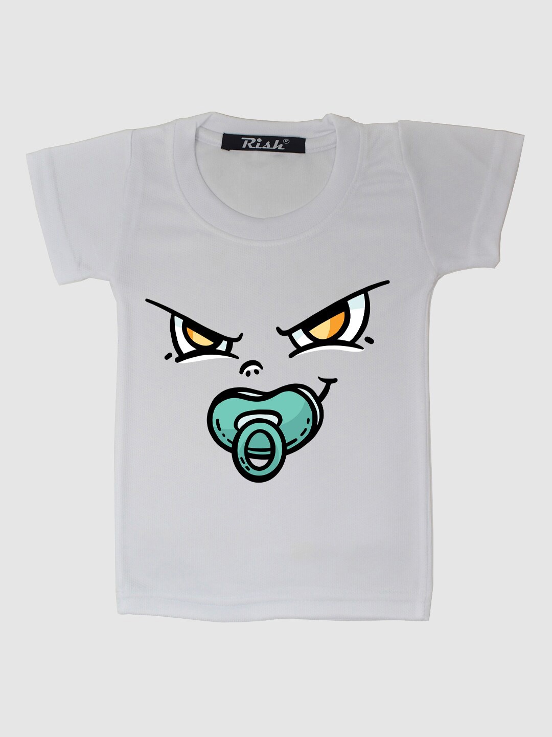 

RISH Kids White Angry Baby Face Printed T-shirt