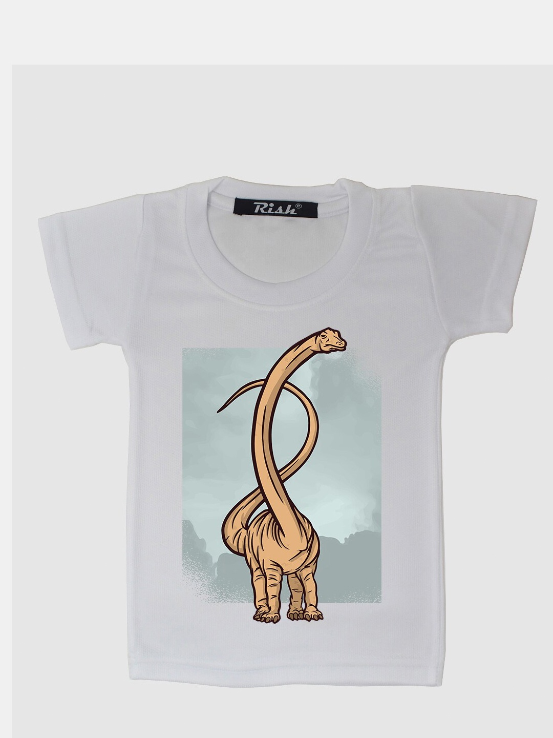 

RISH Kids White Dinosaur Printed T-shirt