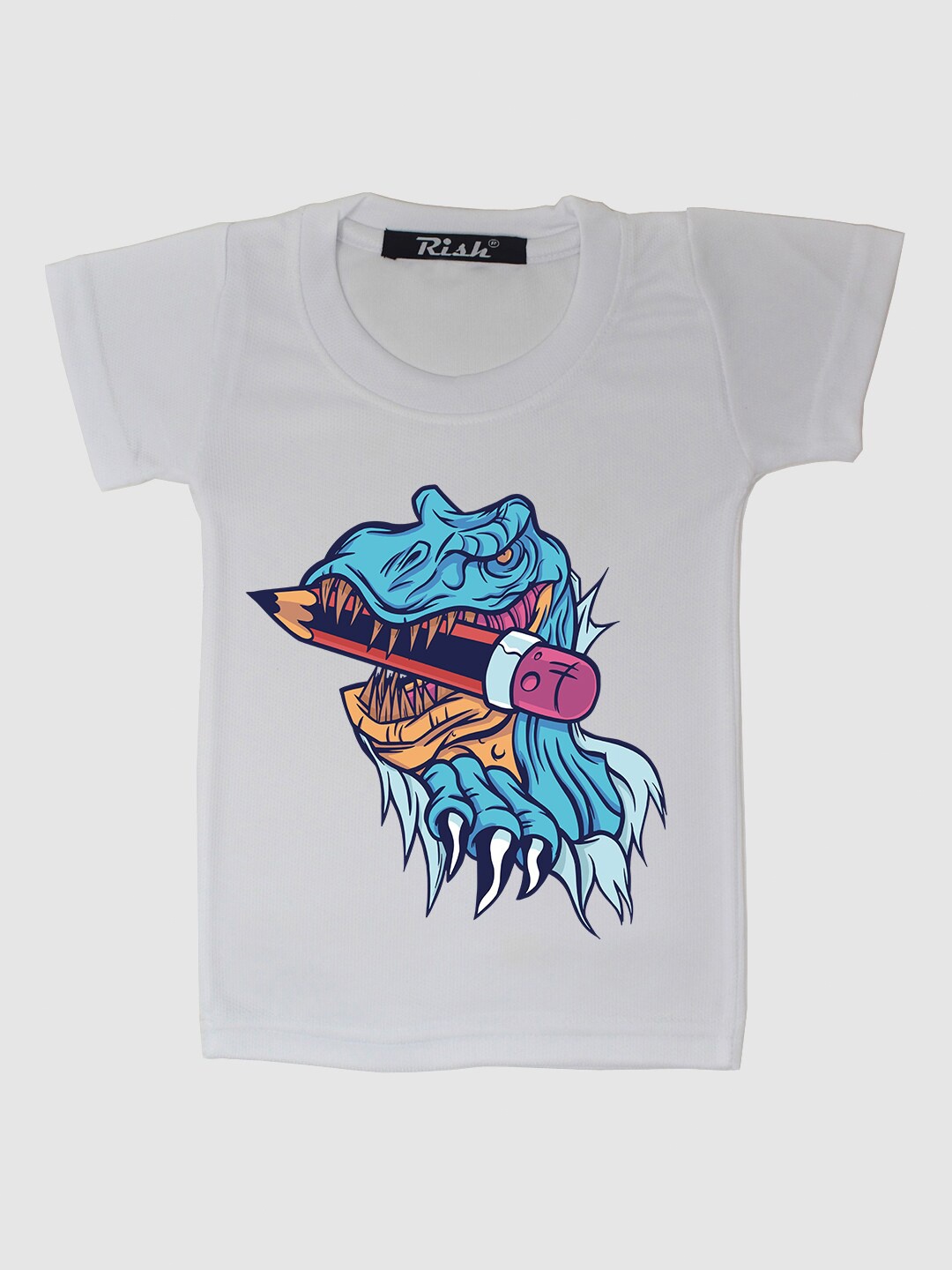 

RISH Kids White Dinosaur Printed T-shirt