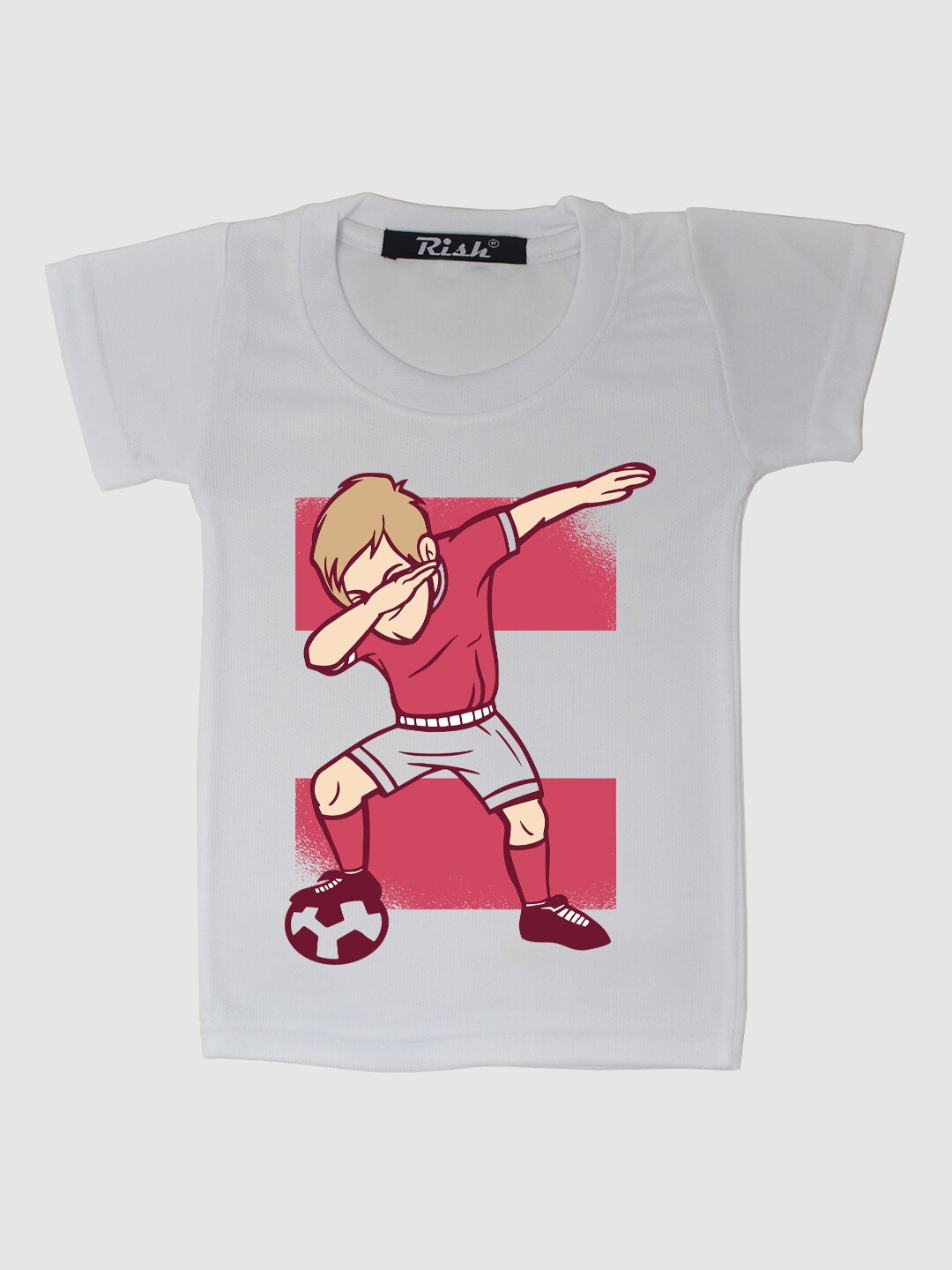 

RISH Kids White Dabbing Footballer Printed T-shirt