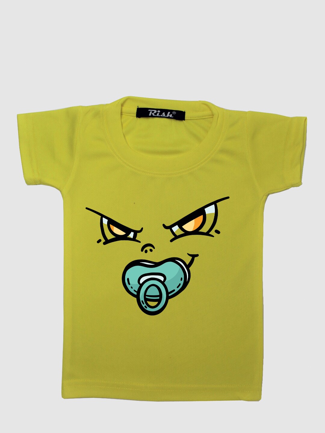 

RISH Kids Yellow Angry Baby Face Printed T-shirt