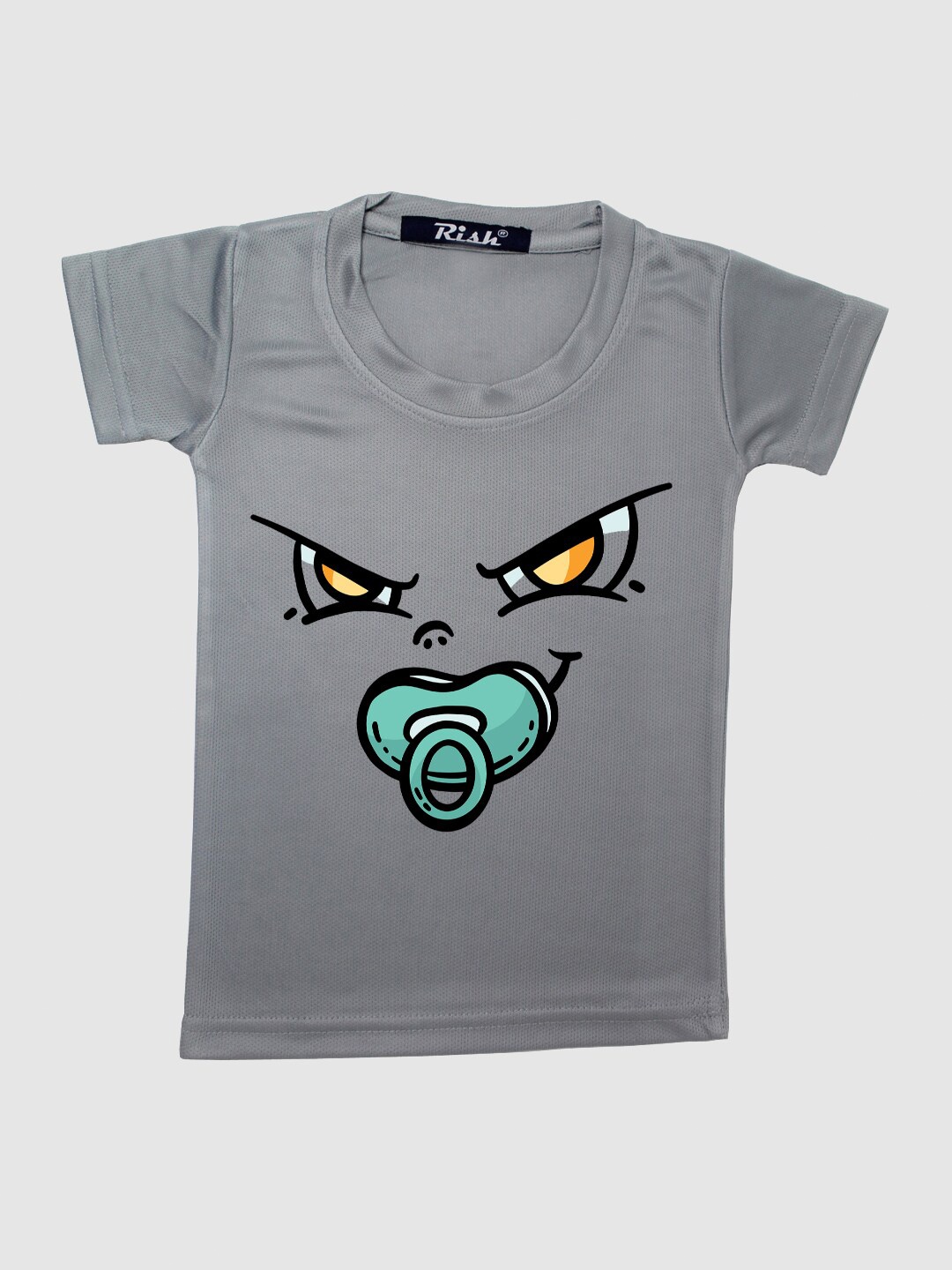 

RISH Kids Grey Angry Baby Face Printed T-shirt