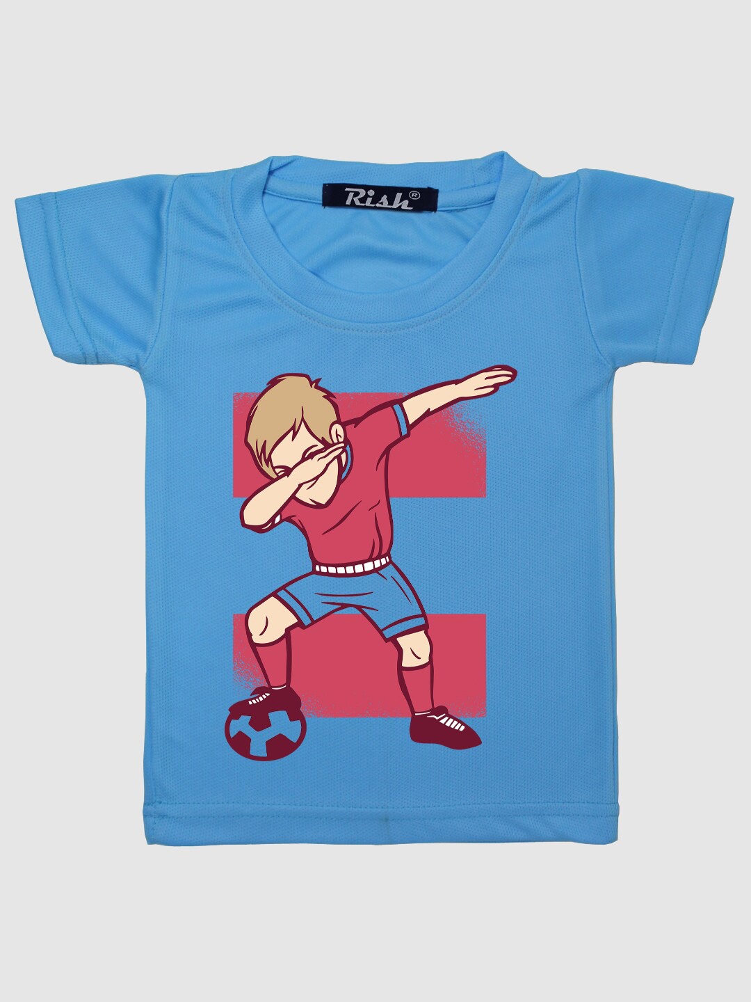 

RISH Kids Blue Dabbing Footballer Printed T-shirt