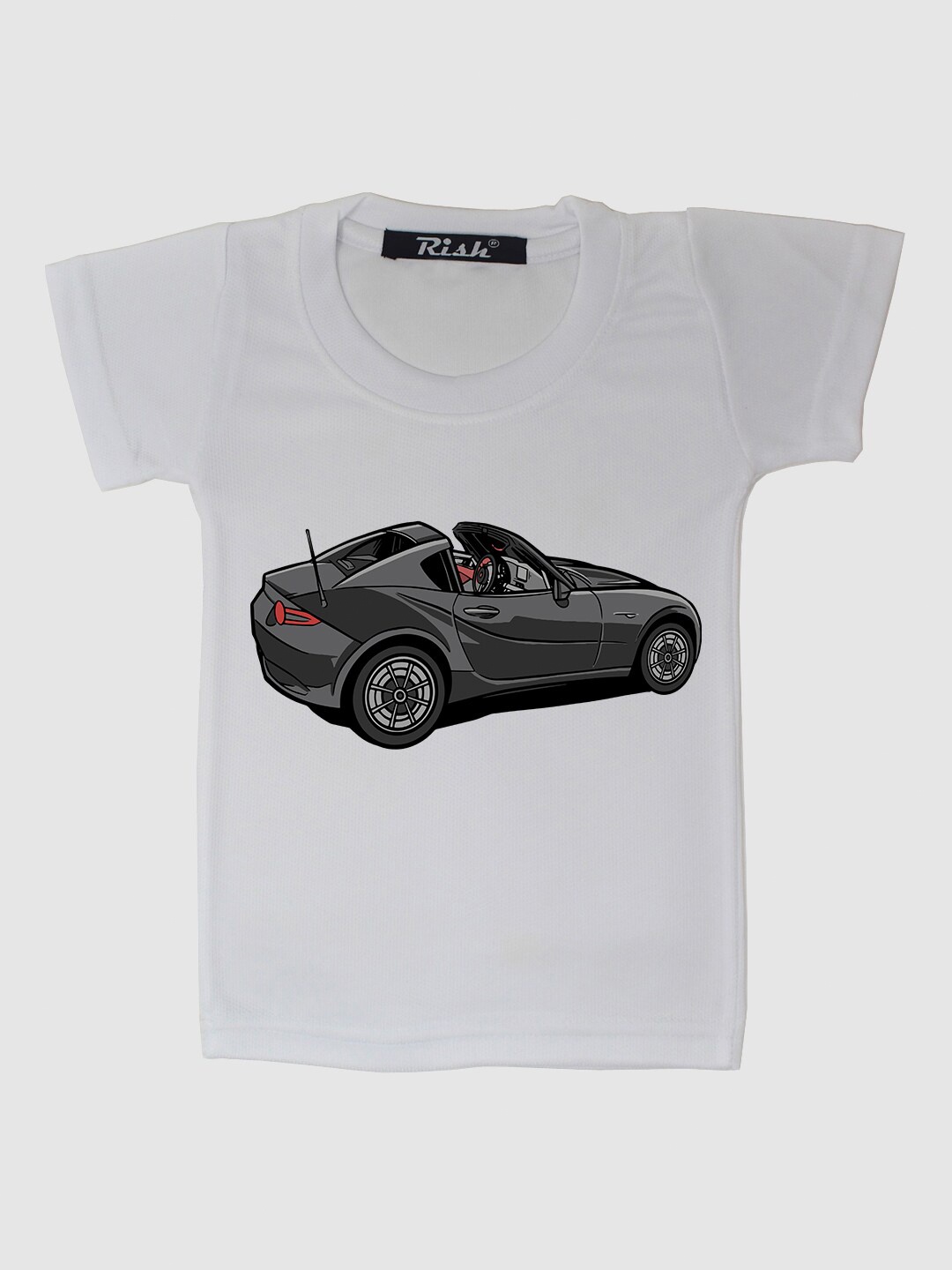 RISH Kids White Car Printed T-shirt