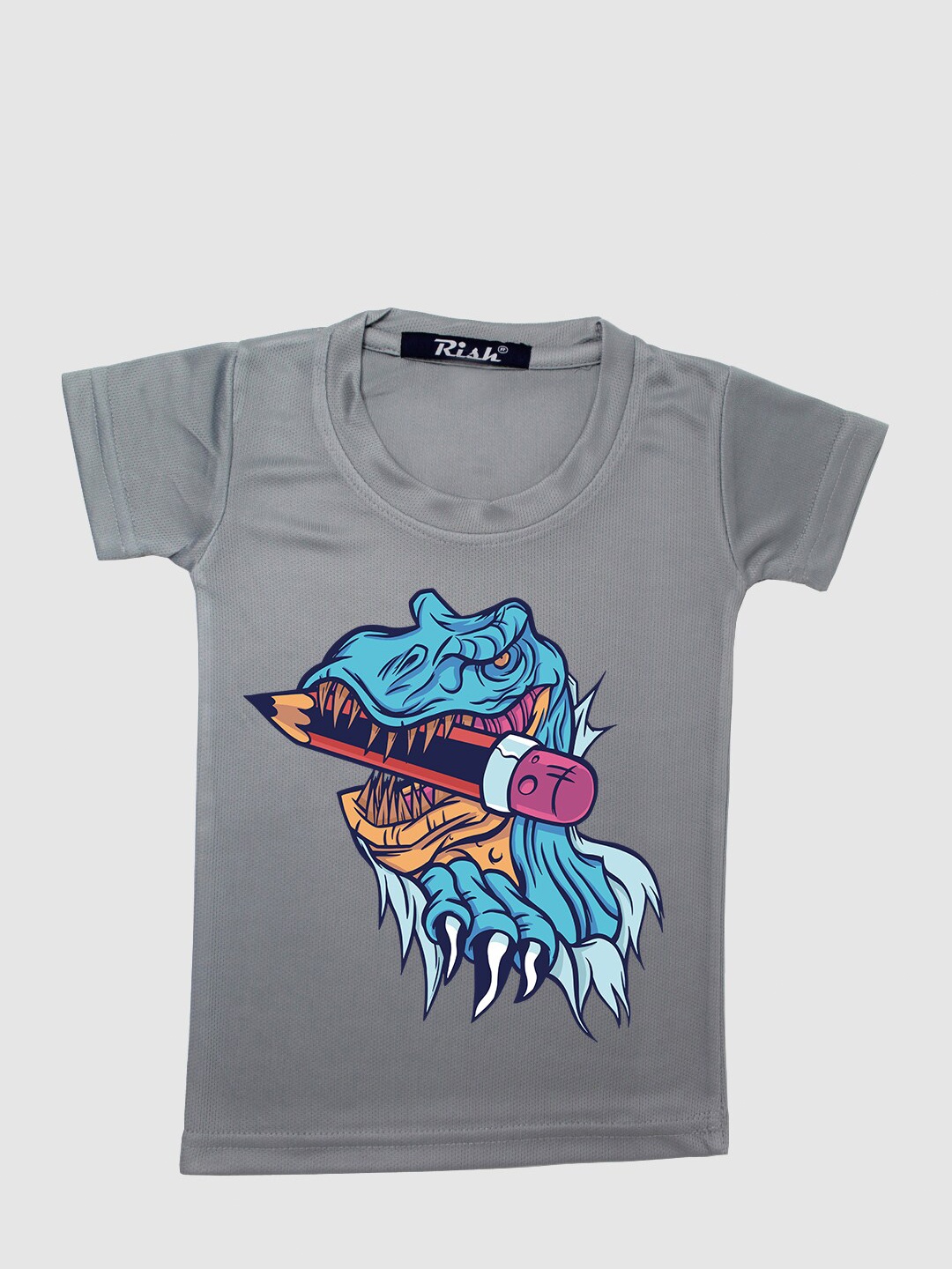 

RISH Kids Grey Dinosaur Printed T-shirt