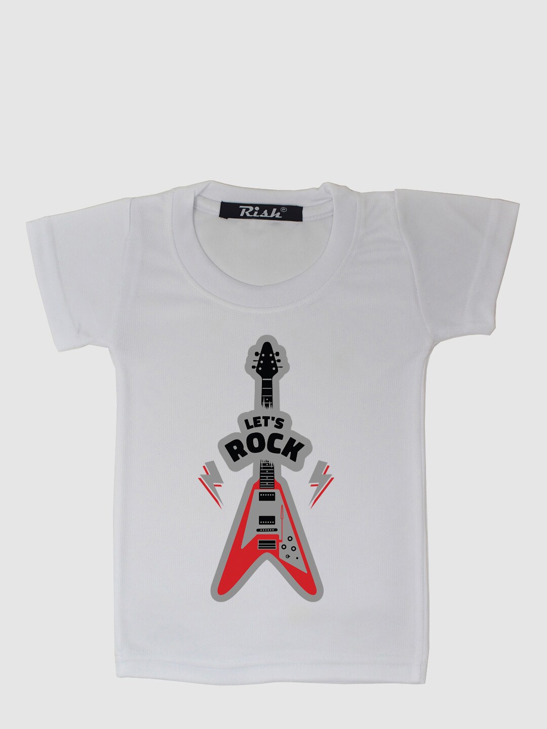 

RISH Boys White Lets Rock Guitar Printed T-shirt