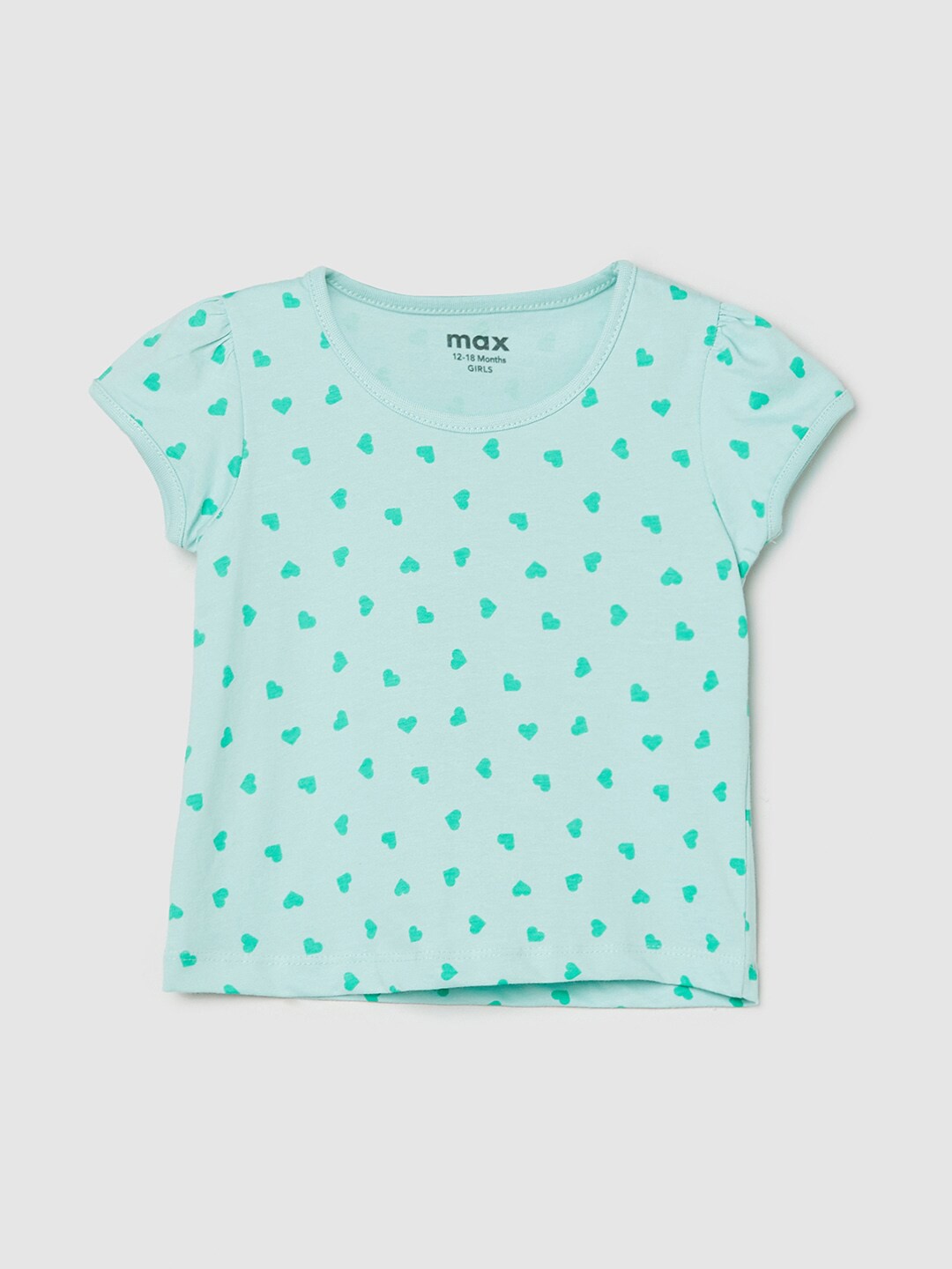 

max Girls Sea Green Printed T-shirt