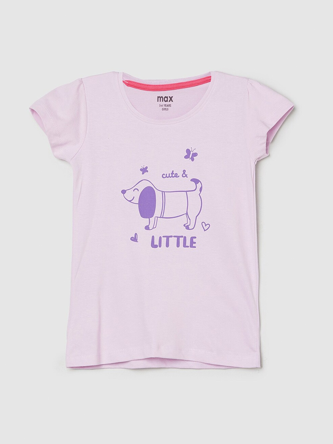 

max Girls Purple Typography Printed T-shirt
