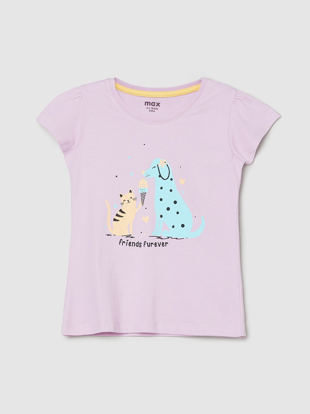 

Max Girls Purple Graphic Printed T-shirt
