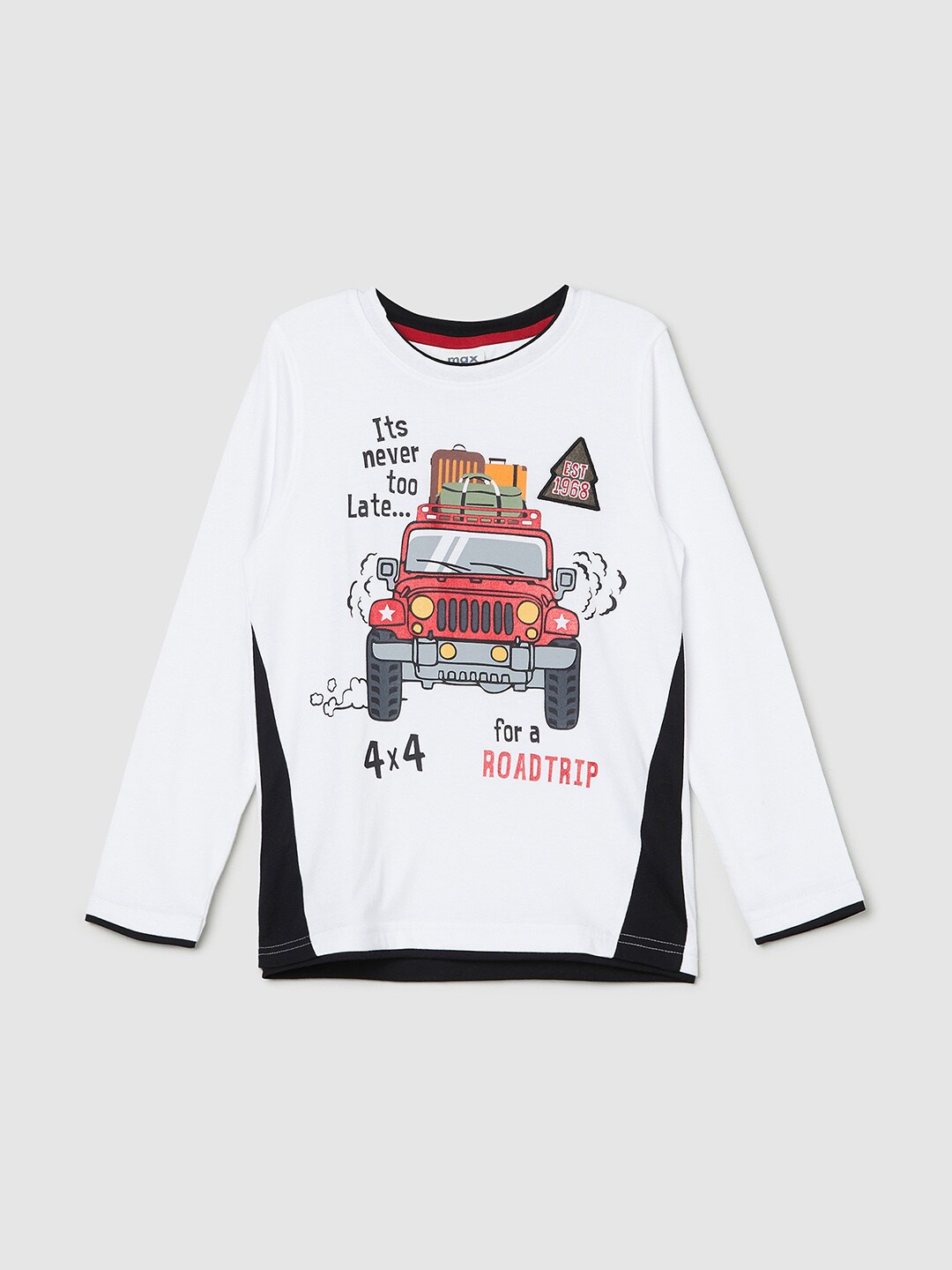 

max Boys White Typography Printed Pure Cotton T-shirt