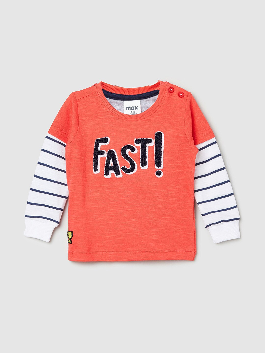 

max Kids-Boys Red Typography Printed Cotton T-shirt