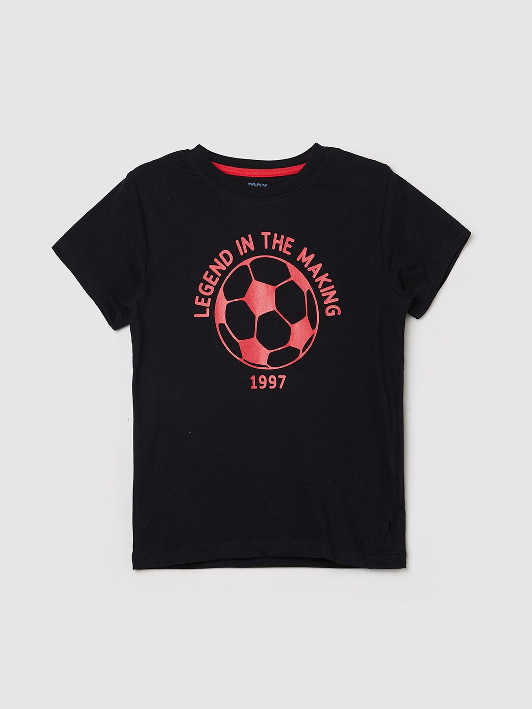 

max Boys Black Printed T-shirt