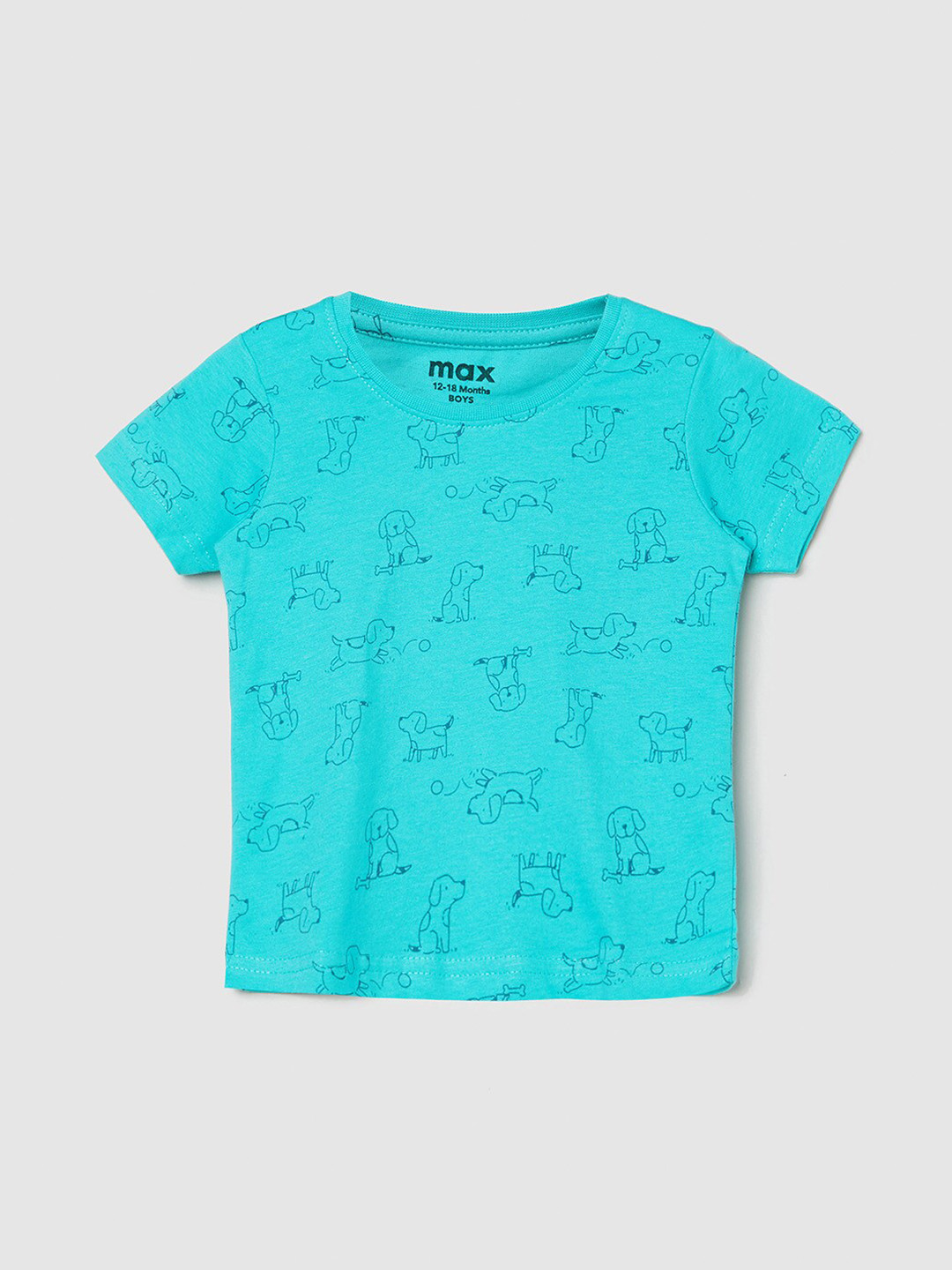 

max Boys Blue Printed T-shirt