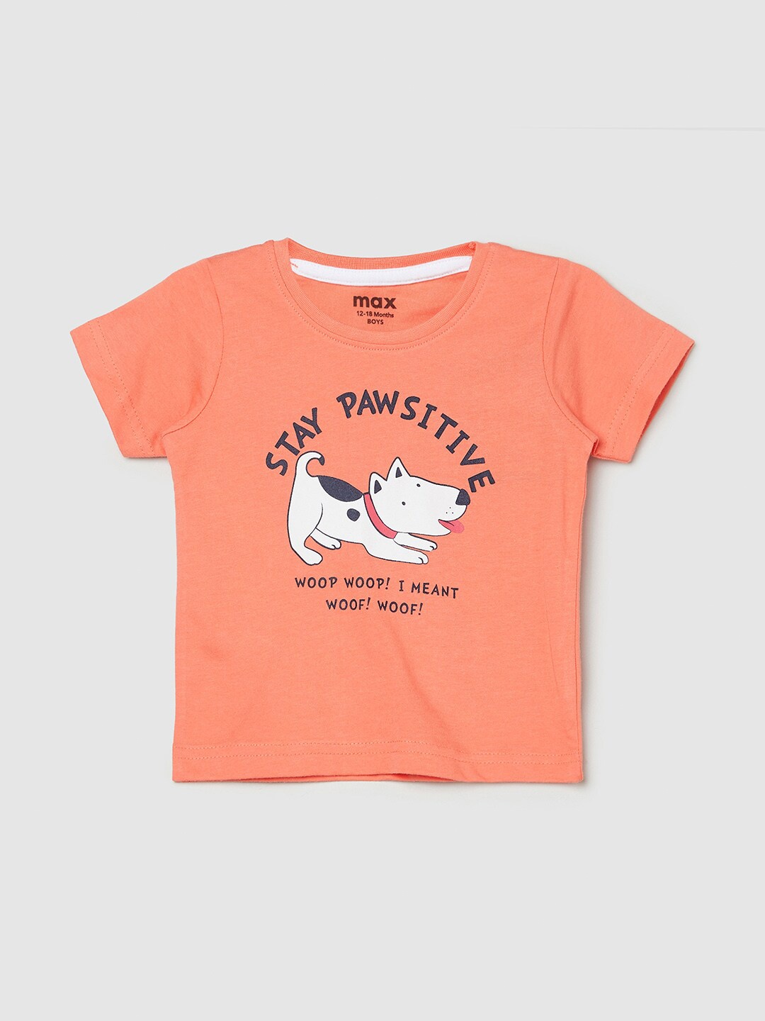 

max Boys Orange Typography Printed T-shirt