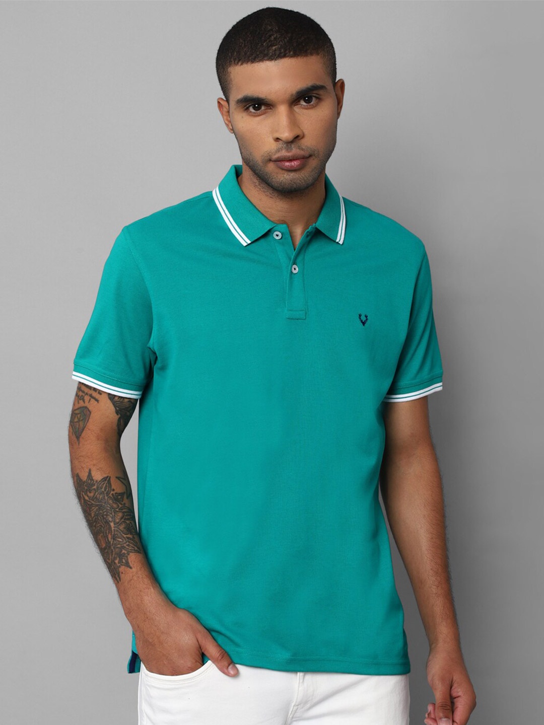 

Allen Solly Men Blue Polo Collar T-shirt