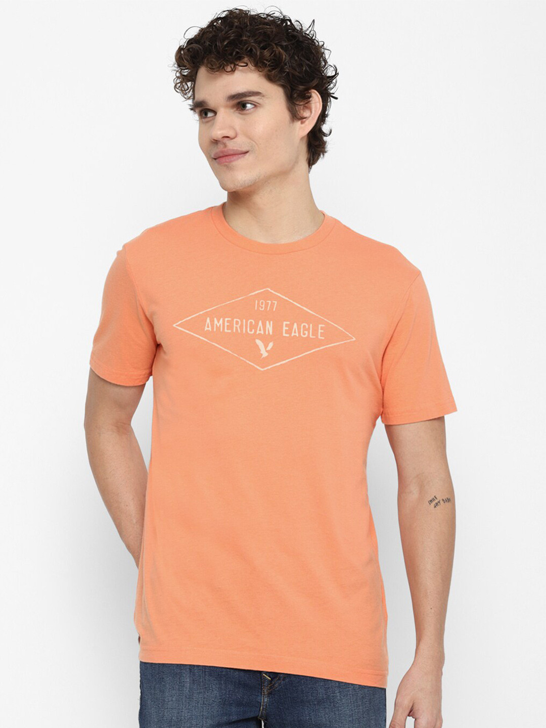 

AMERICAN EAGLE OUTFITTERS Men Orange Typography Printed T-shirt