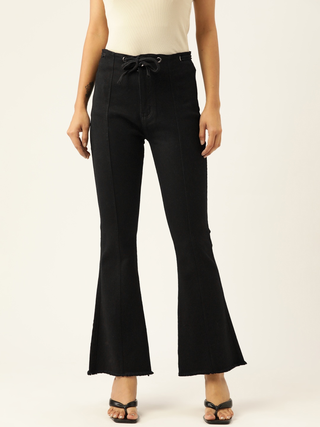 

BROOWL Women Black Bootcut High-Rise Stretchable Jeans