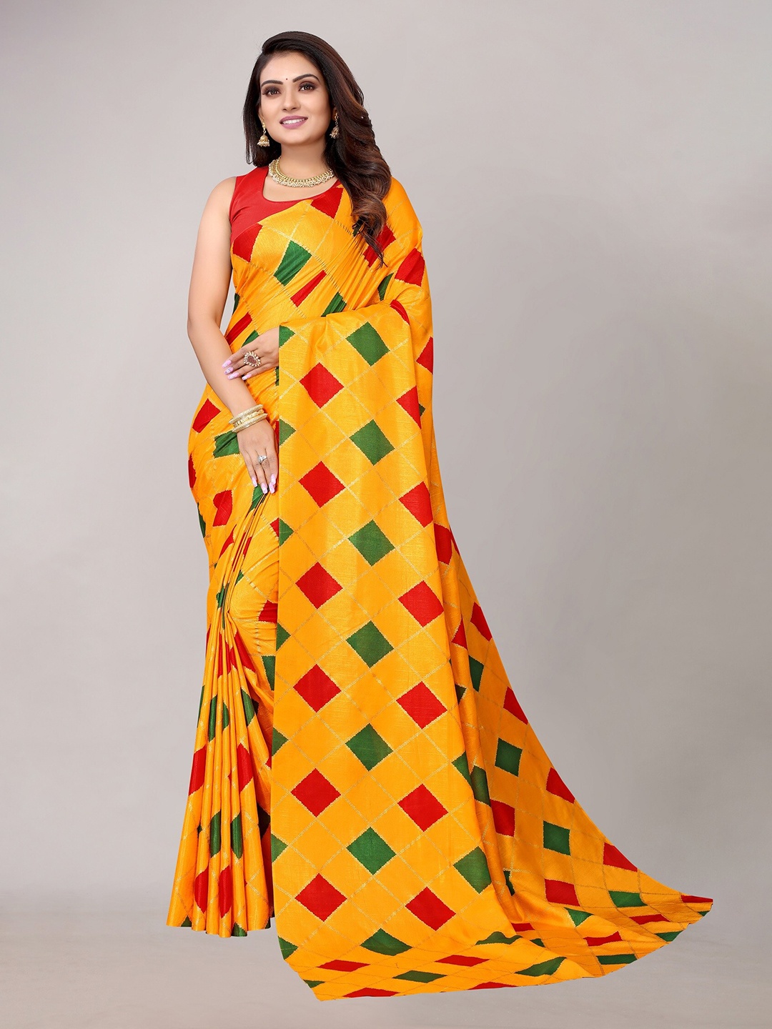 

Yashika Yellow & Red Art Silk Saree