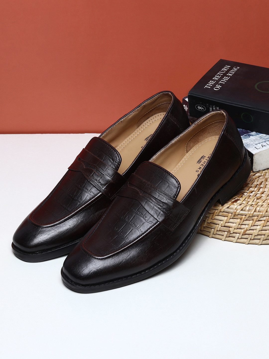 

Teakwood Leathers Men Brown Solid Leather Formal Slip-Ons