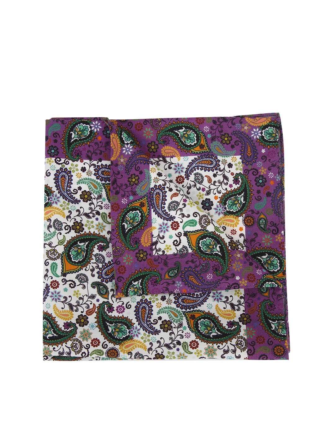 

Eton Men Purple & Green Printed Silk Pocket Squares