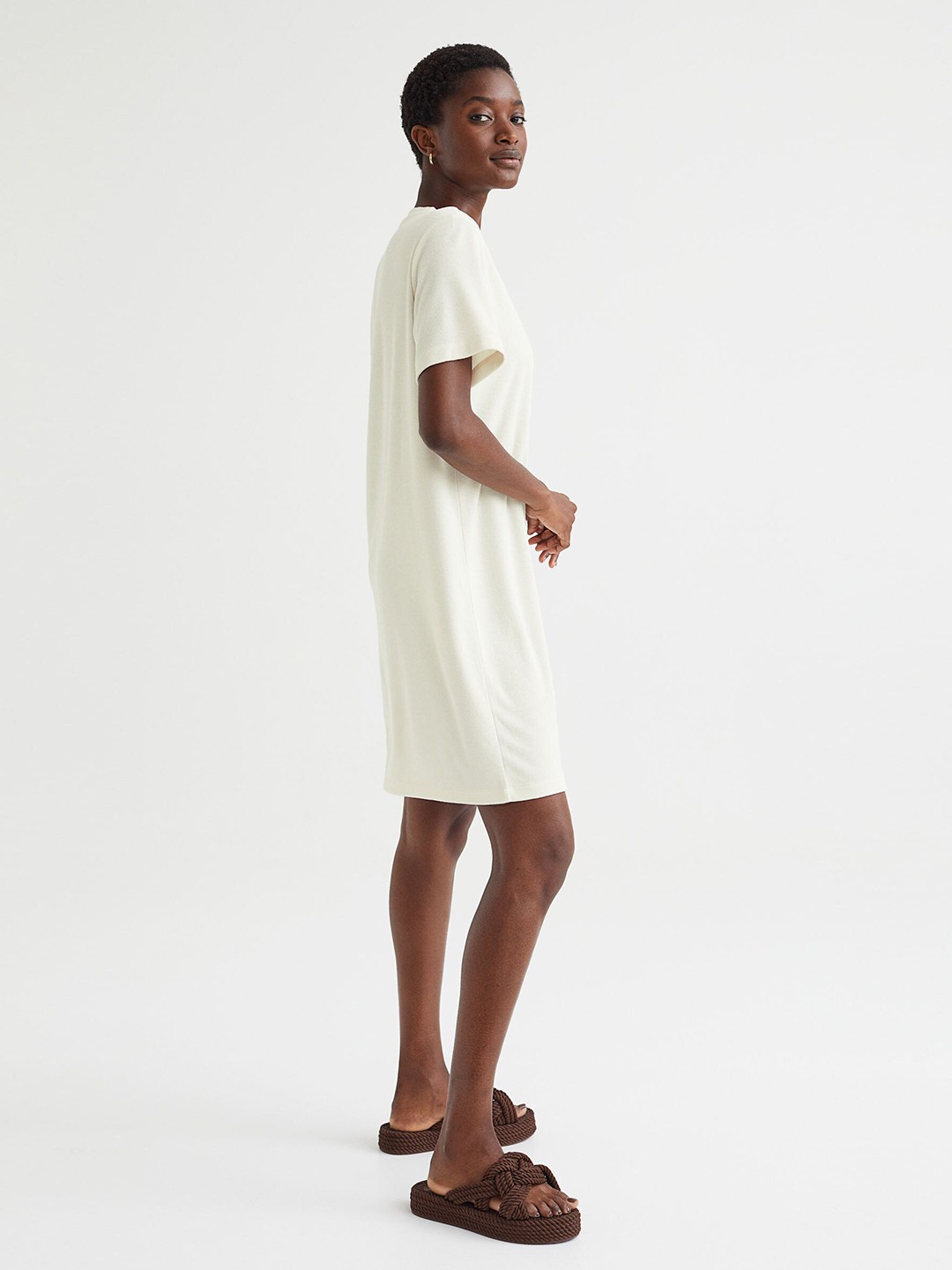 

H&M White Terry T-shirt dress