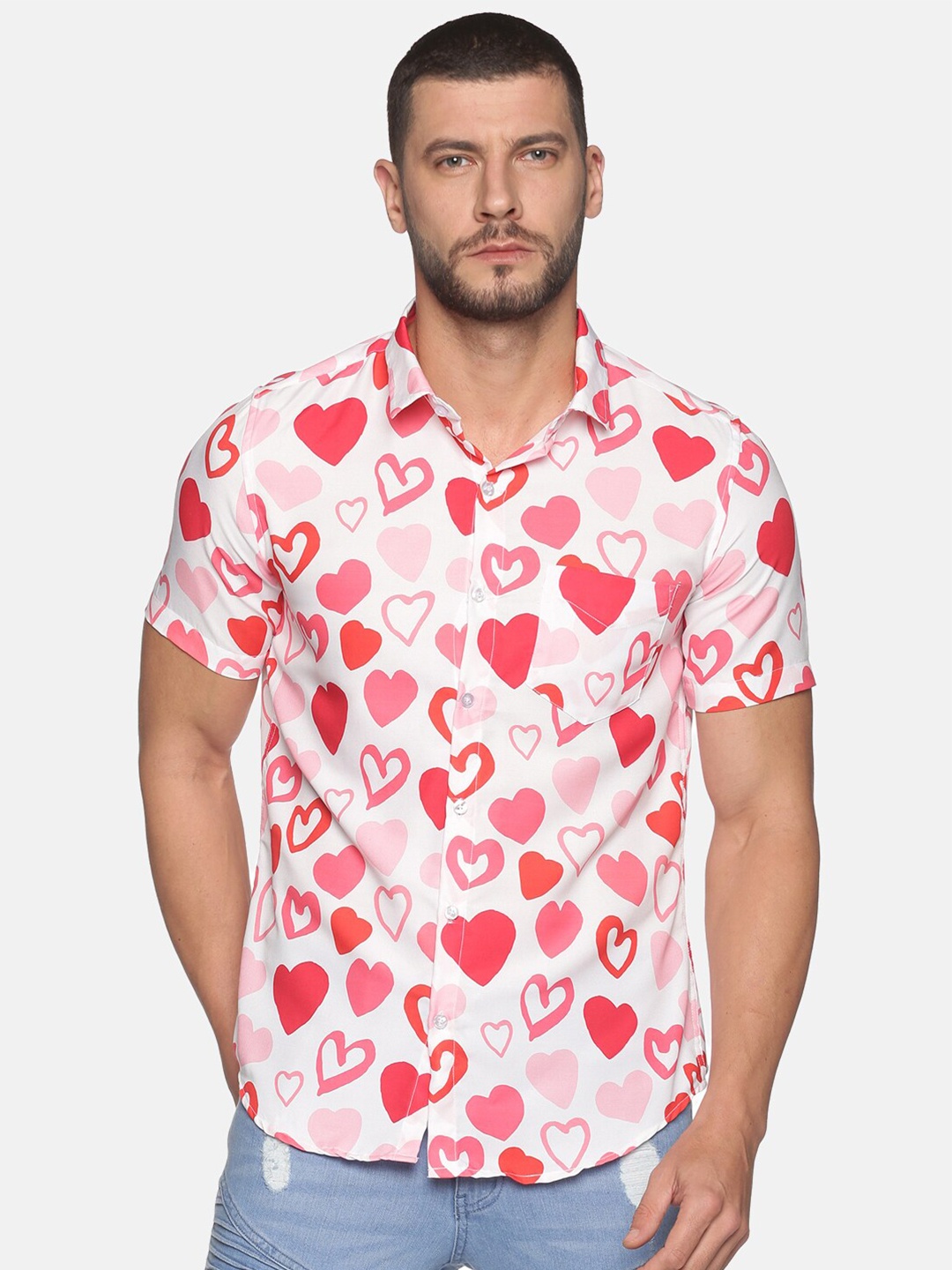 

Tusok Men White Smart Printed Casual Shirt