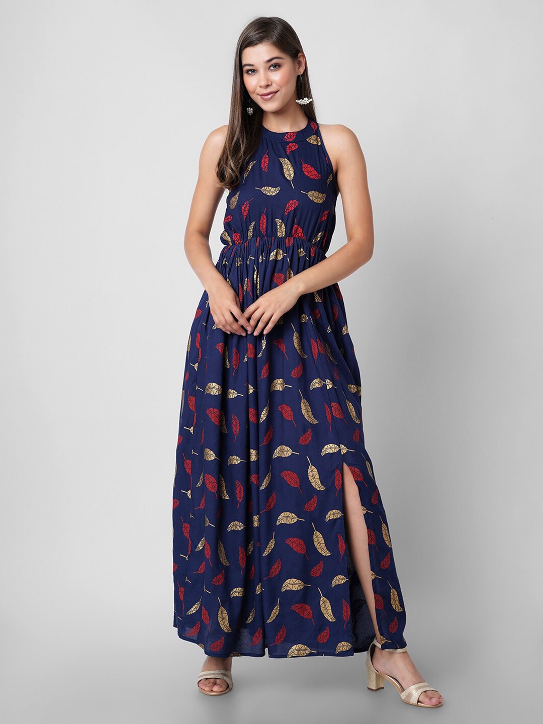 

PURSHOTTAM WALA Blue Floral Maxi Dress