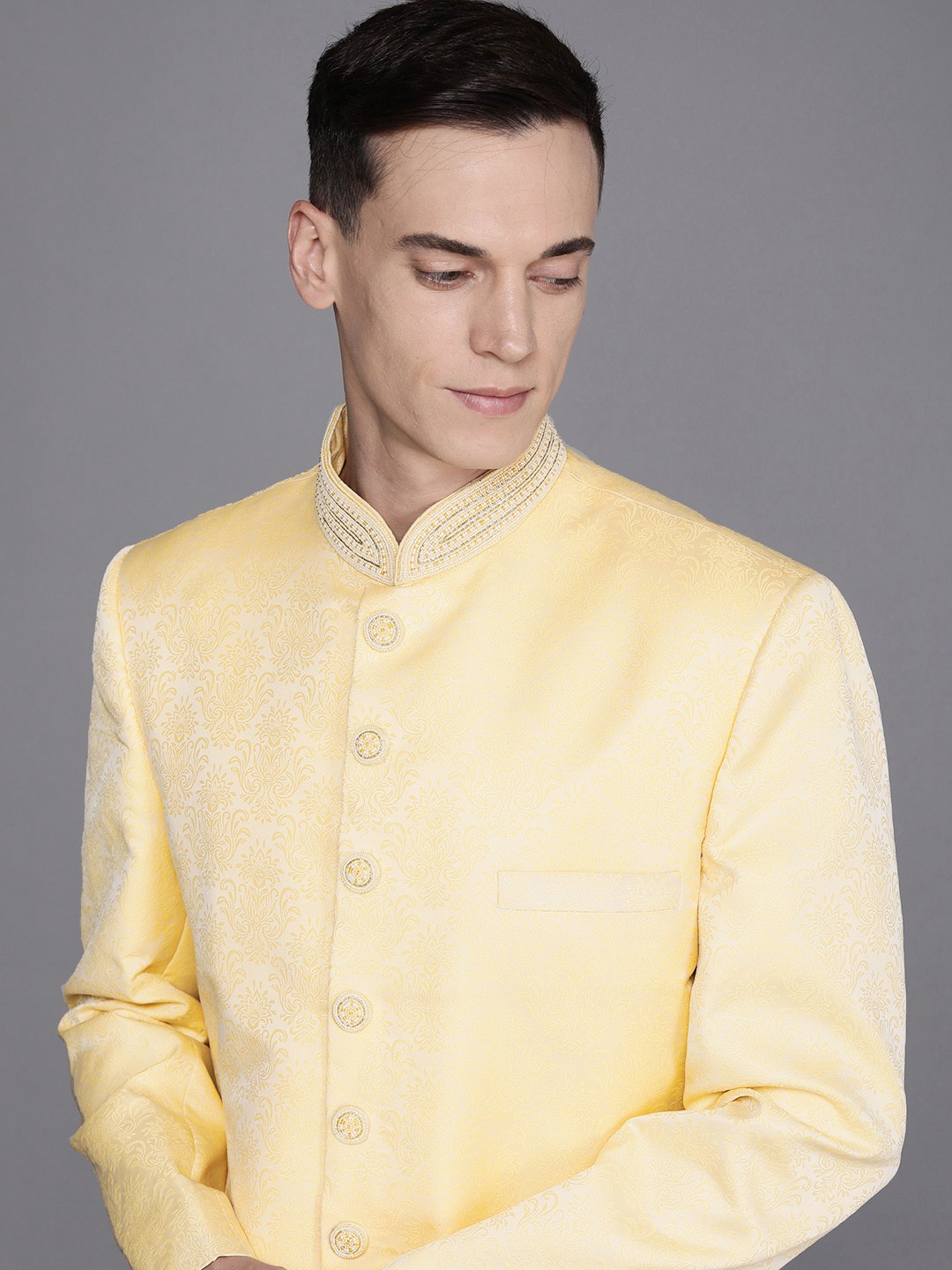 

Louis Philippe Men White & Gold-Coloured Sherwani Set