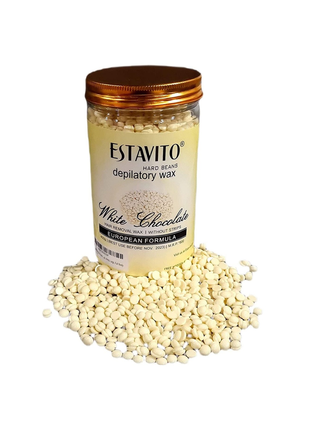 

Estavito White Chocolate Depilatory Wax Hard Beans Without Strips - 400 g, Off white