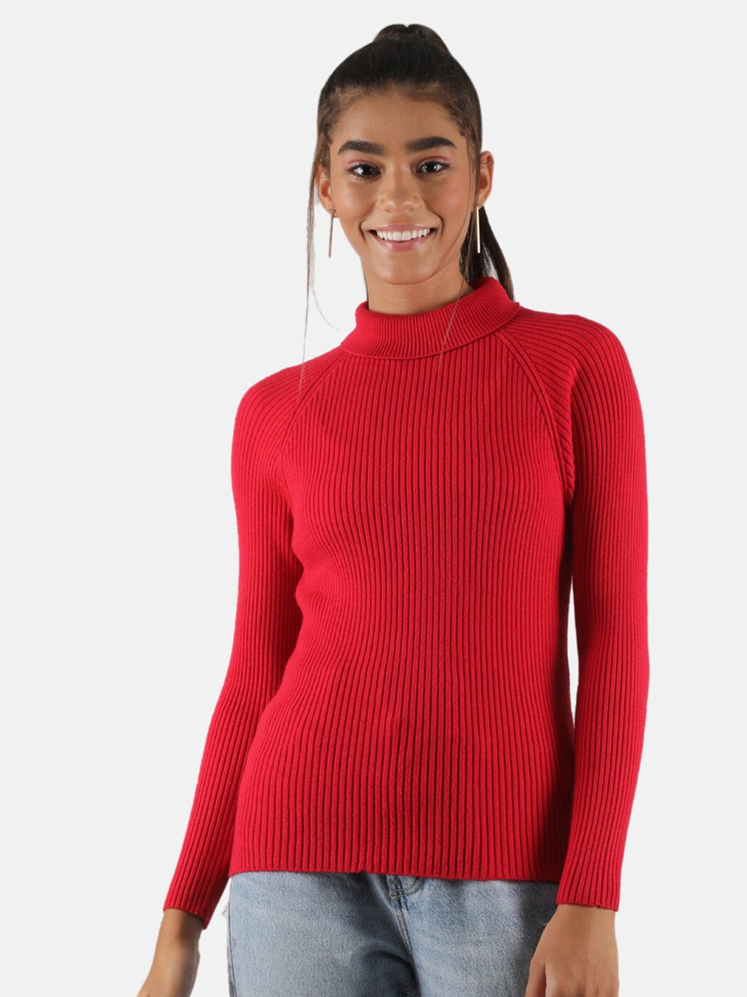 

Monte Carlo Women's Blend Wool Blue Solid High Neck Sceavy Top