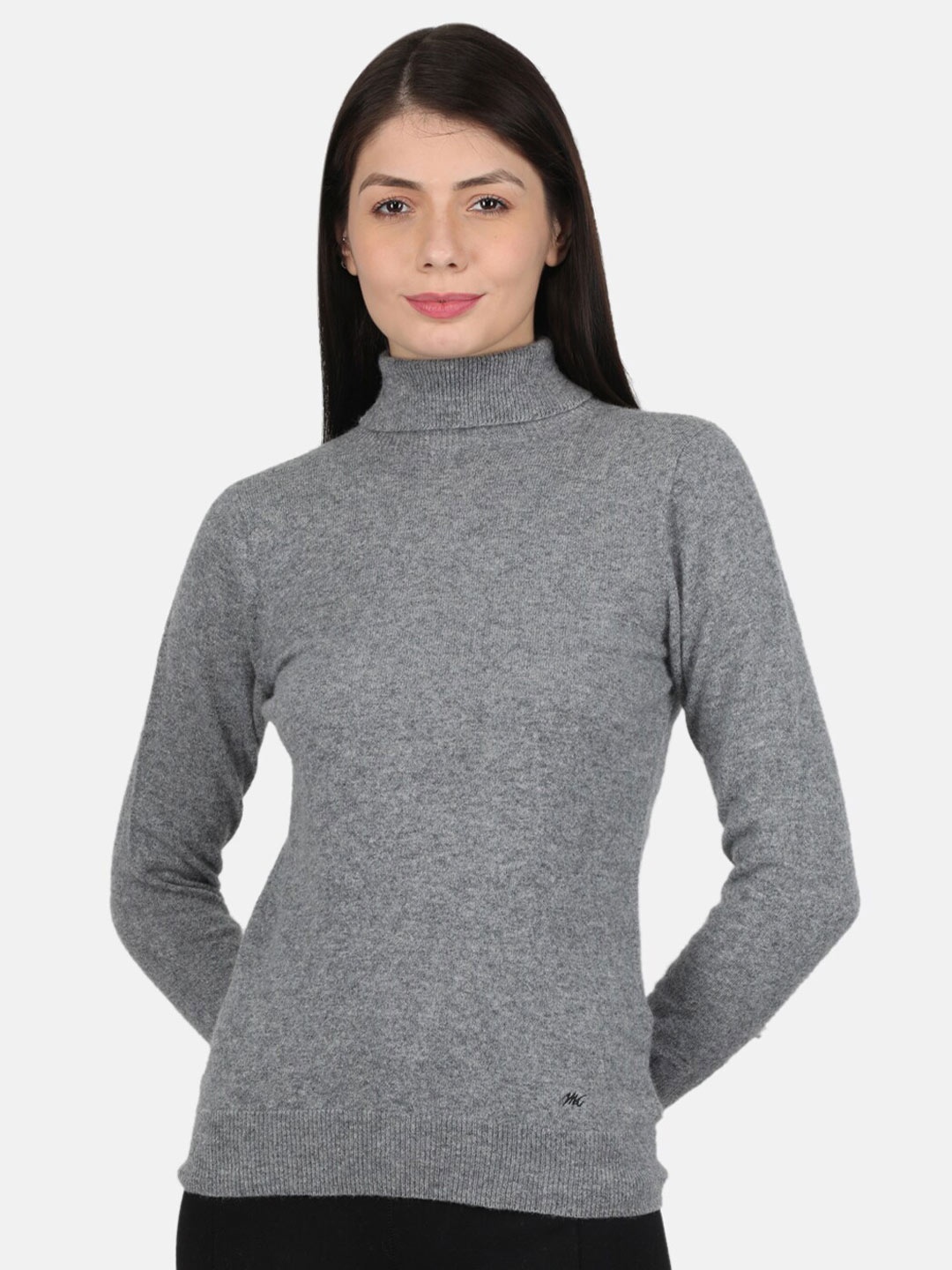 

Monte Carlo Women Grey Solid Woolen Pullover