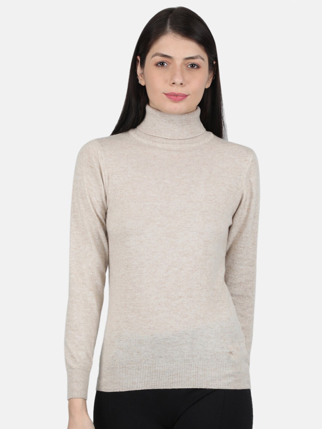 

Monte Carlo Women Beige Turtle Neck Wool Pullover