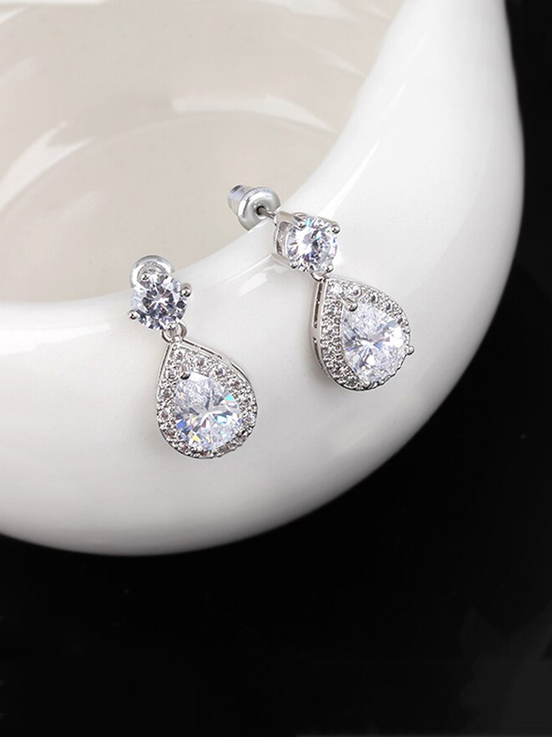 

Unwind by Yellow Chimes White Contemporary Drop Earrings