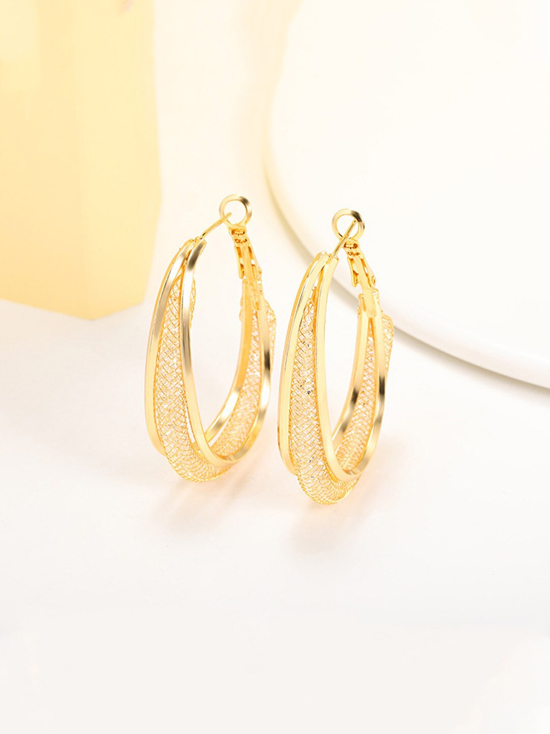 

Unwind by Yellow Chimes Gold-Plated Contemporary Hoop Earrings
