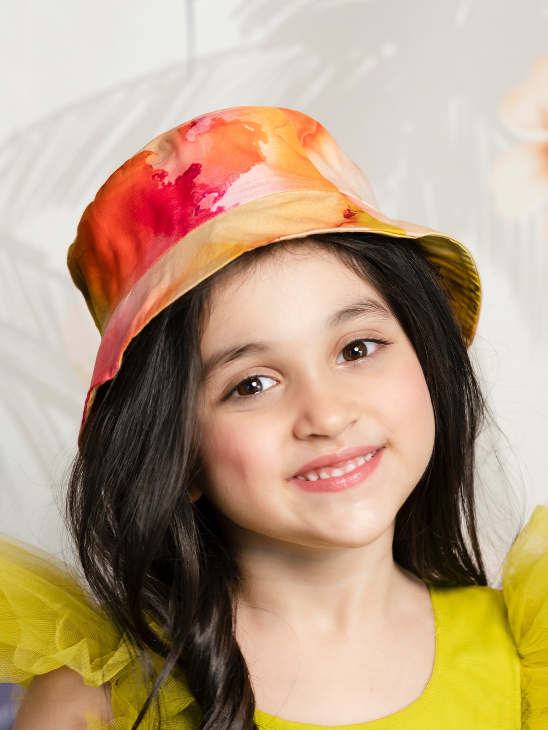 

HAIR DRAMA CO. Girls Orange & Yellow Tie-Dye Bucket Hat