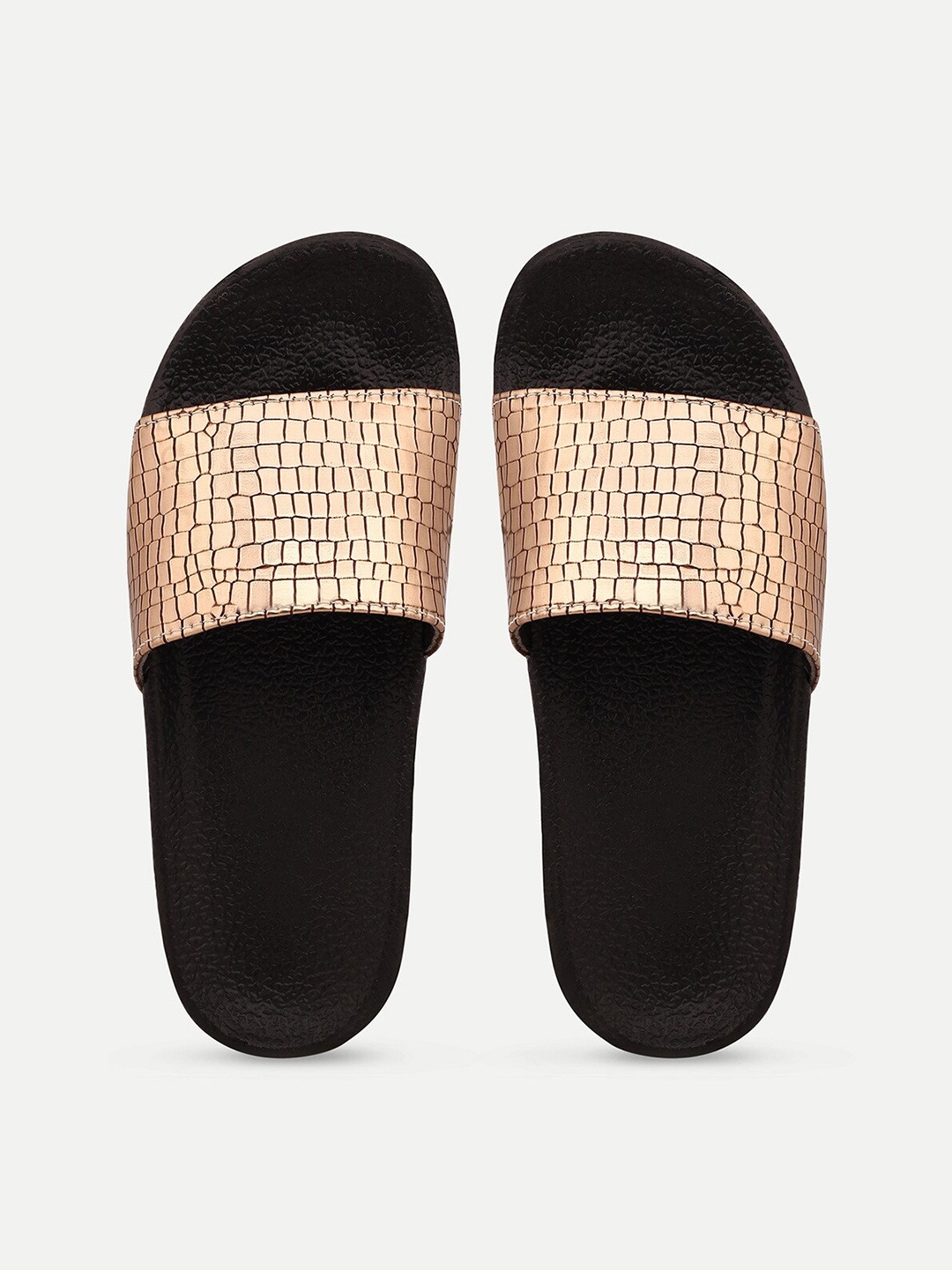 

AMACLASS Women Pink & Gold-Toned Embellished Sliders