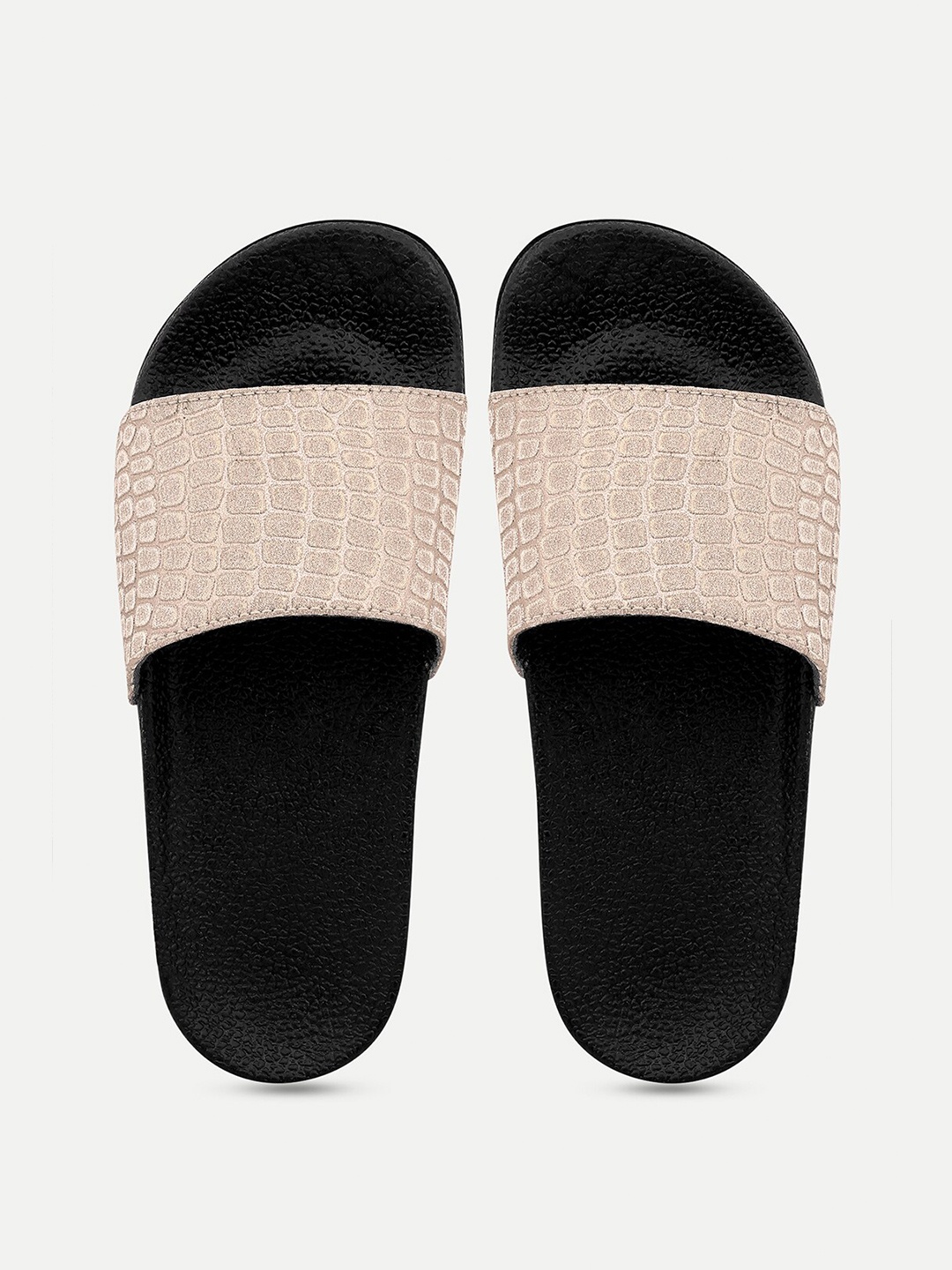 

AMACLASS Women Pink & Black Embellished Sliders