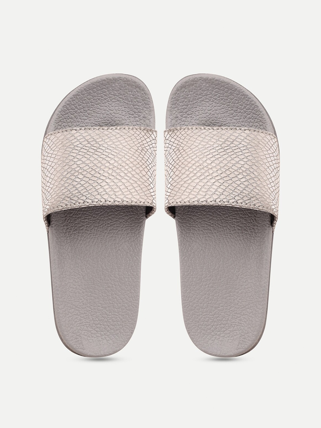 

AMACLASS Women Silver-Toned Embellished Sliders