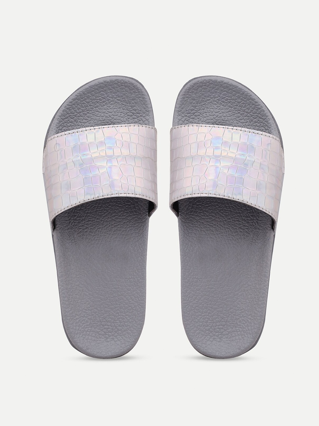 

AMACLASS Women Grey Textured Sliders