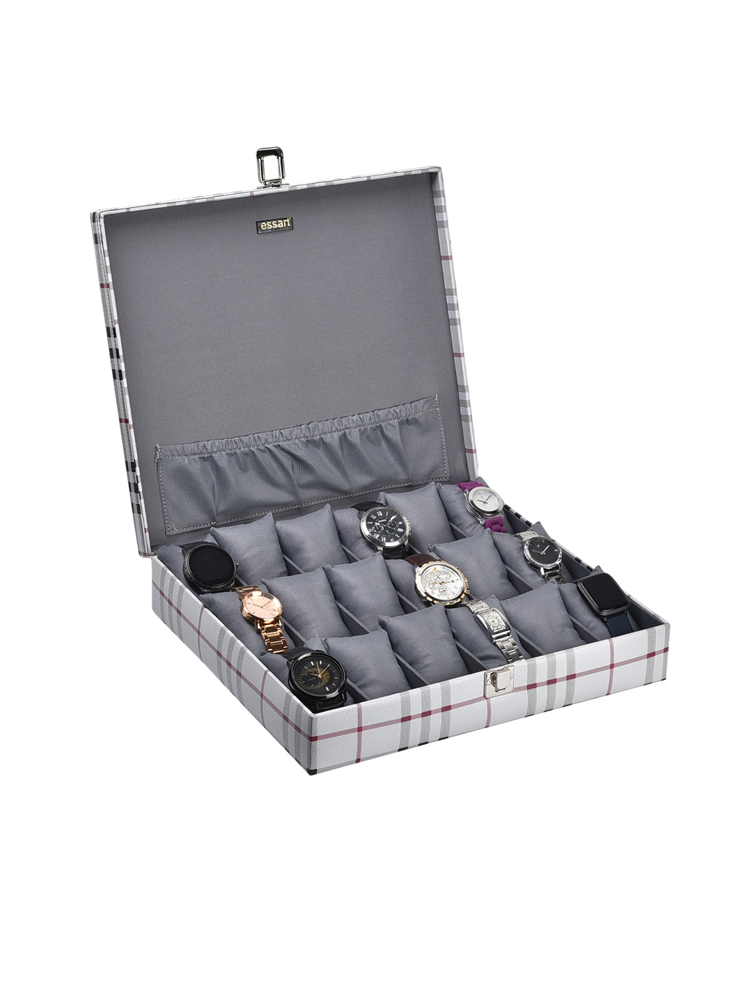 

Essart \Black & Grey Checked Watch Organiser