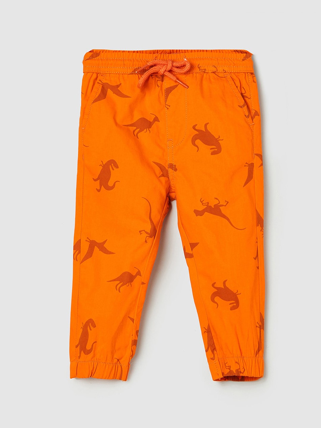 

max Infant Boys Rust Orange Animal Printed Pure Cotton Joggers