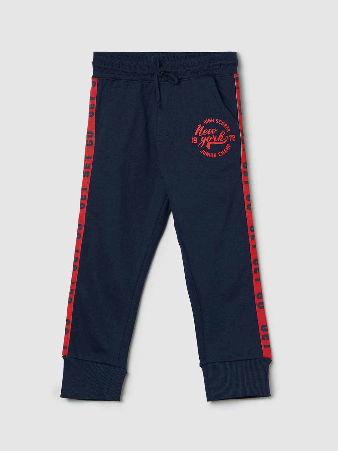 

max Boys Blue Solid Pure Cotton Track Pants