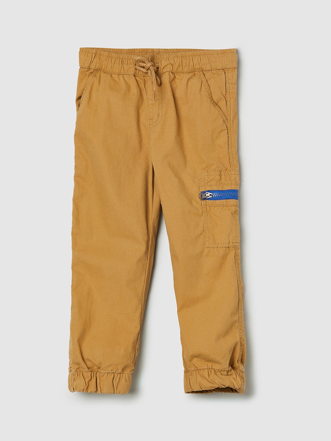 

max Boys Khaki Solid Pure Cotton Joggers