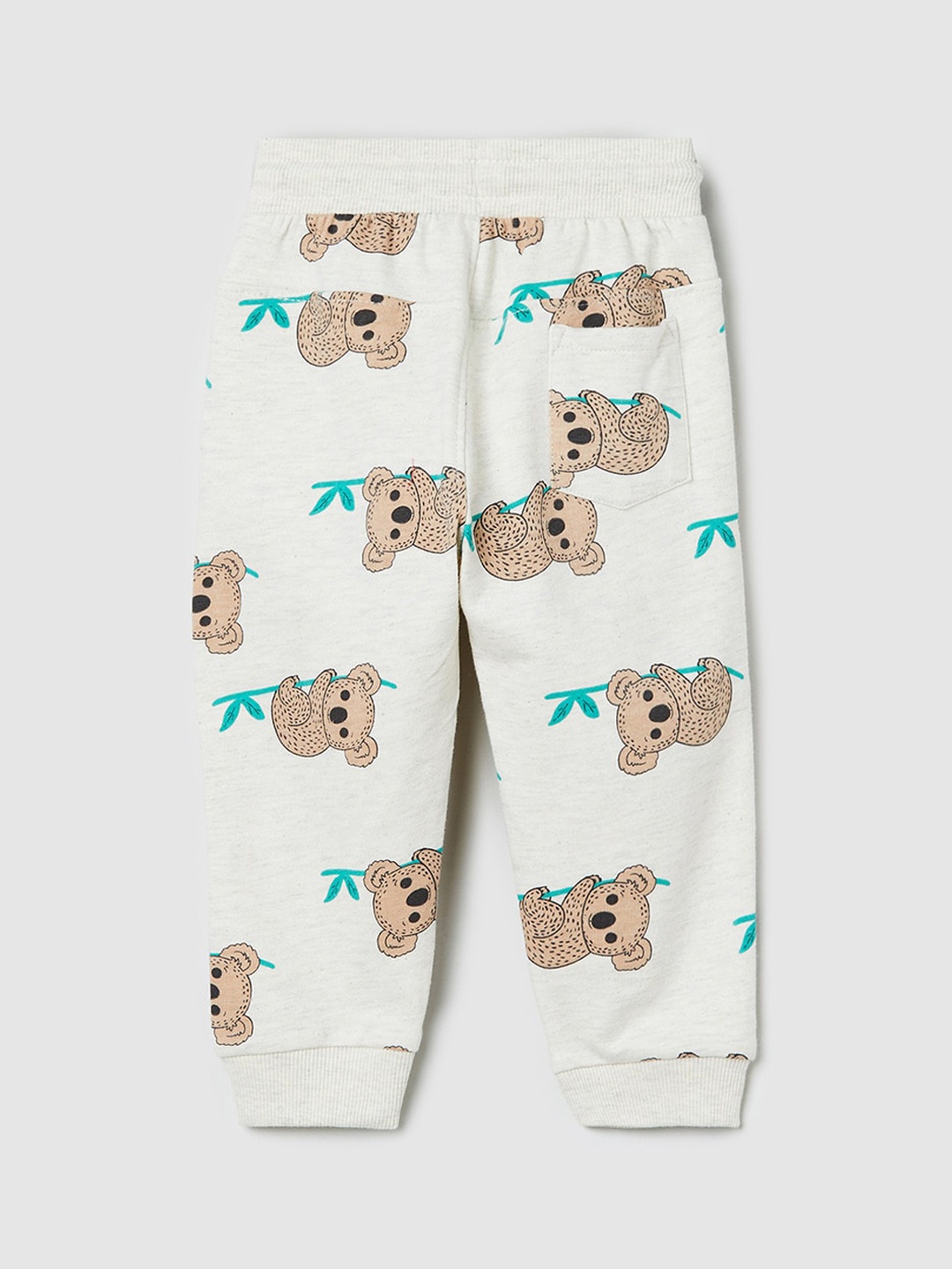 

max Boys White & Beige Printed Pure Cotton Joggers