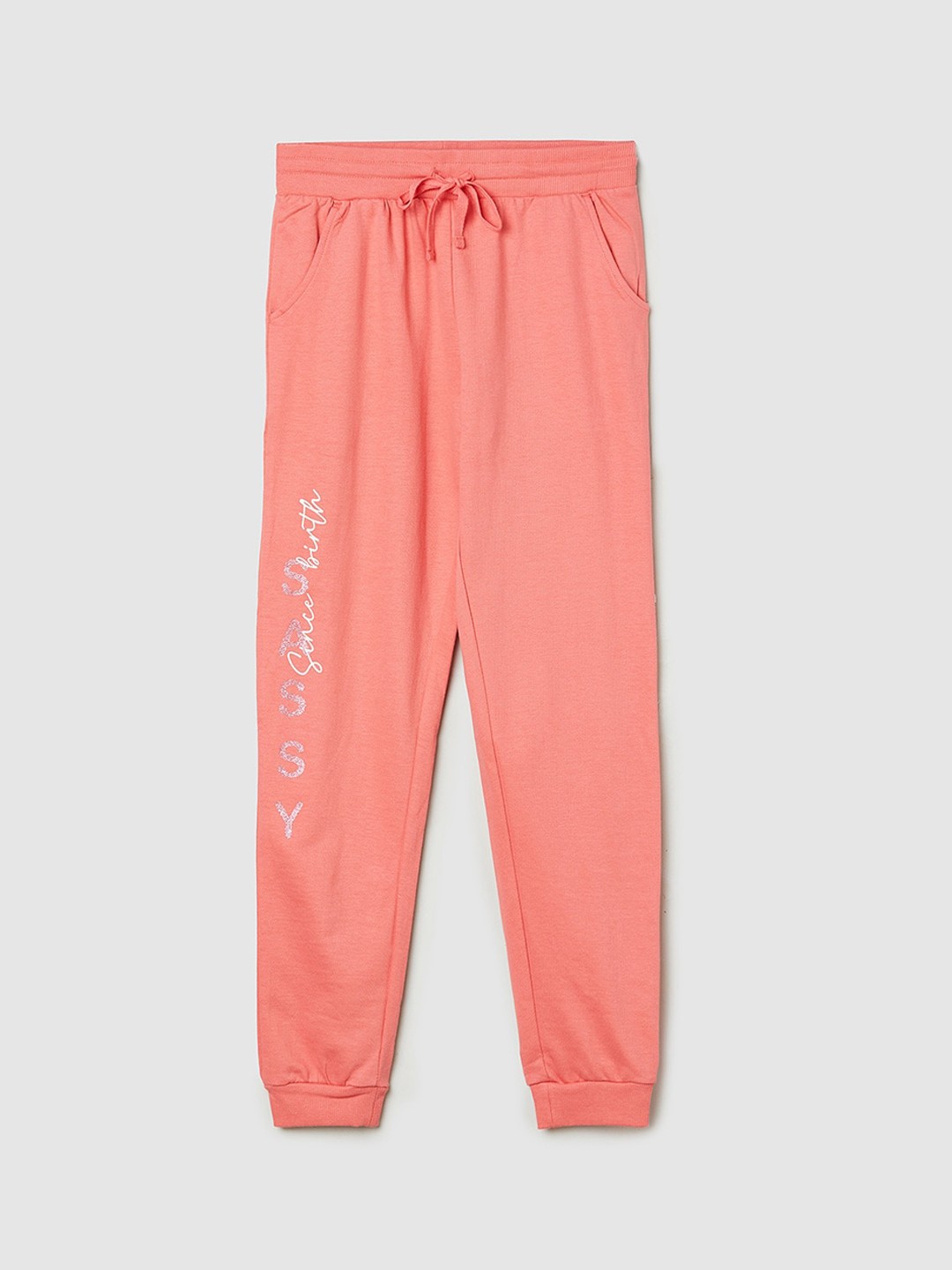

Max Girls Orange Solid Pure Cotton Joggers