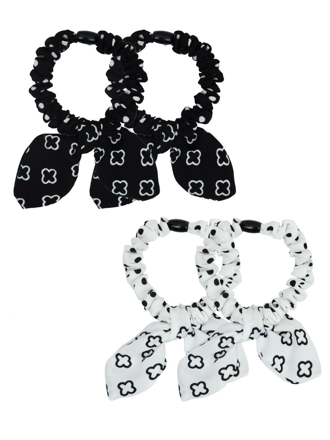 

FUNKRAFTS Girls Black & White Set of 4 Ponytail Holders