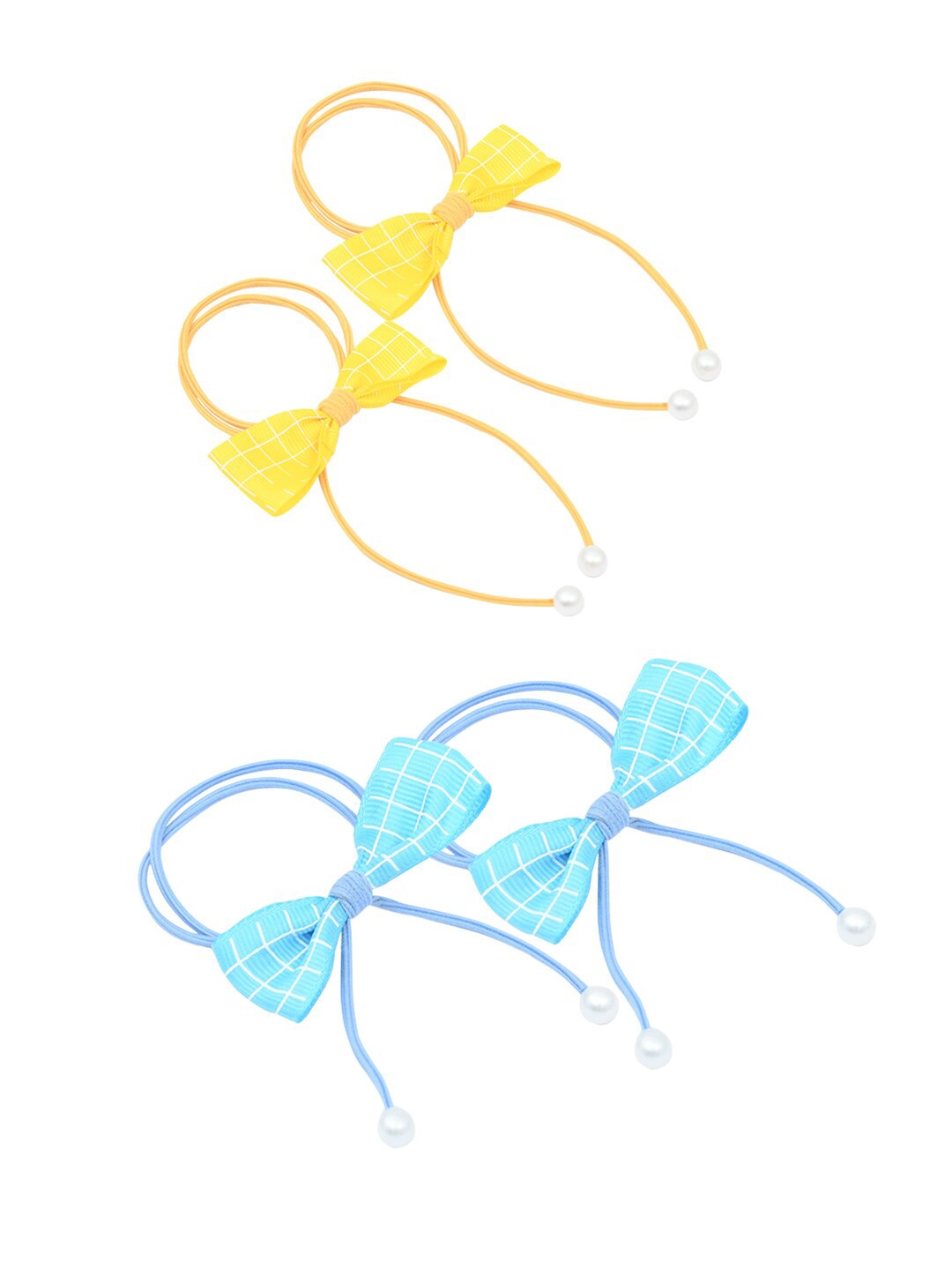 

FUNKRAFTS Girls Yellow & Blue Set of 4 Ponytail Holders